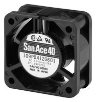 SANYO DENKI 109P0424D601 DC Axial Fan, 24 V, Square, 40 mm, 20 mm, Ball Bearing, 10.9 CFM