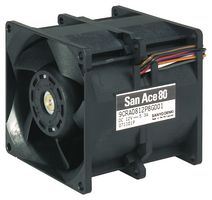 SANYO DENKI 9CRA0812P8G001 DC Axial Fan, 12 V, Square, 80 mm, 80 mm, Ball Bearing, 158.9 CFM