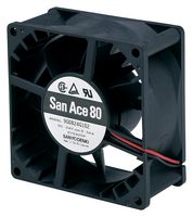 SANYO DENKI 9G0812G101 DC Axial Fan, 12 V, Square, 80 mm, 38 mm, Ball Bearing, 90 CFM