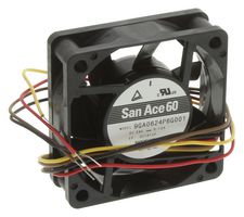 SANYO DENKI 9GA0624P6G001 DC Axial Fan, 24 V, Square, 60 mm, 20 mm, Ball Bearing, 31.1 CFM