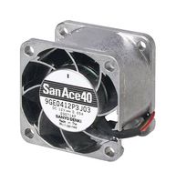 SANYO DENKI 9GE0412P3J03 DC Axial Fan, 12 V, Square, 40 mm, 28 mm, Ball Bearing, 24.4 CFM