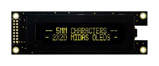 Midas Displays MCOB22005AX-EYP Display, Oled, Cob, 20X2, Yel On Black