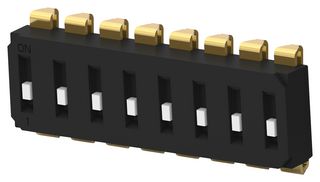 TE CONNECTIVITY - ALCOSWITCH EDS08SNRSTR04Q DIP / SIP Switch, Recessed Type, 8 Circuits, Slide, Surface Mount, SPST, 24 V, 25 mA
