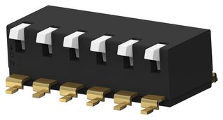TE CONNECTIVITY - ALCOSWITCH EDSP06SGLNNTR04 DIP / SIP Switch, Long Type, 6 Circuits, Piano Key, Surface Mount, SPST, 24 V, 25 mA