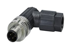 PHOENIX CONTACT 1424654 Sensor Connector, M12 Push-In, M12, Male, 4 Positions, Push In Pin, Right Angle Cable Mount