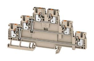 WEIDMULLER 2428540000 DIN Rail Mount Terminal Block, 6 Ways, 28 AWG, 12 AWG, 2.5 mm², Push In, 24 A