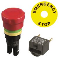 APEM A01ES-DF1+A0154B-D+A01YL1 Emergency Stop Switch, DPST-NC, Twist to Release, Quick Connect, Solder, 6 A, 250 V