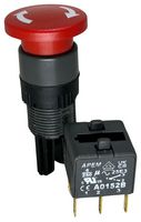 APEM A01MXB+A0152B Industrial Pushbutton Switch, A01 Series, 16 mm, DPDT, Maintained, Mushroom, Red