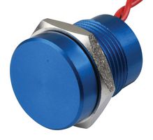 APEM PBAR1AF1000 Vandal Resistant Switch, 16 mm, PBA Series, 16.2 mm, SPST-NO, Momentary, Flat, Blue