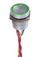 APEM PBAR1AF3000N0G Vandal Resistant Switch, 16 mm, PBA Series, 16.2 mm, SPST-NO, Momentary, Flat, Green