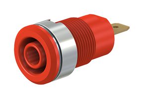 STAUBLI 23.3000-22 Banana Test Connector, 4mm, Jack, Panel Mount, 24 A, 1 kV, Gold Plated Contacts, Red