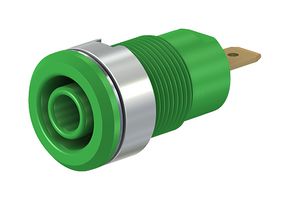 STAUBLI 23.3000-25 Banana Test Connector, 4mm, Jack, Panel Mount, 24 A, 1 kV, Gold Plated Contacts, Green