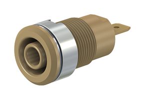 STAUBLI 23.3000-27 Banana Test Connector, 4mm, Jack, Panel Mount, 24 A, 1 kV, Gold Plated Contacts, Brown