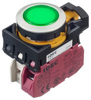 IDEC CW4L-M1E01Q4G Industrial Pushbutton Switch, Flush Silhouette, CW Series, 22.3 mm, SPST-NC, Momentary, Flush