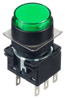 IDEC LB1B-A1T6LG Industrial Pushbutton Switch, LB Series, 16 mm, DPDT, Maintained, Round, Green