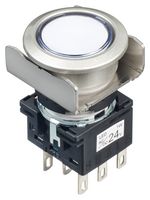IDEC LB6ML-M1T64PW Industrial Pushbutton Switch, Flush Silhouette, LB Series, 18.2 mm, DPDT, Momentary, Round