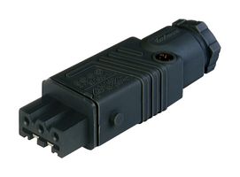 HIRSCHMANN STAK 3 N SCHWARZ/BLACK Rectangular Power Connector, Black, 3 Contacts, ST, Cable Mount, Screw, Receptacle