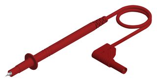 HIRSCHMANN TEST AND MEASUREMENT 934258101 Test Tip Probe, Test Tip Probe, 4mm Right Angle Stackable Banana Plug, Shrouded, 3.3 ft, 1 m, Red