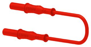 MULTICOMP PRO 72-14032 Banana Test Lead, 4mm Banana Plug, Shrouded, 4mm Banana Plug, Shrouded, 19.6 ", 500 mm, Red, 36 A