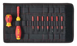 WIHA 41232 Screwdriver Set, VDE, Interchangeable, Slotted, Phillips, Pozidrive, slimVario, 9 Piece