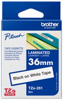 Brother TZE-261 Tape, Black On White, 36mm W, 8M L
