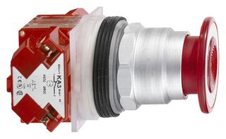 SCHNEIDER ELECTRIC 9001KR9RH13 Industrial Pushbutton Switch, Harmony 9001K Series, 30 mm, SPDT, Momentary, Mushroom, Red