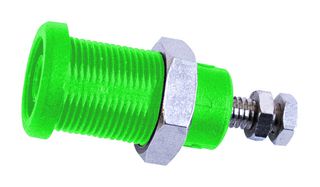 MUELLER ELECTRIC BU-P72930-5. Banana Test Connector, Jack, Panel Mount, 36 A, 1 kV, Nickel Plated Contacts, Green