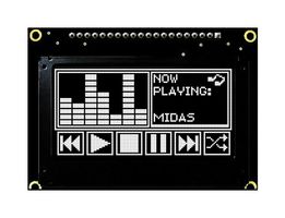 MIDAS DISPLAYS MCOB128064JX-WM Graphic OLED, 128 x 64 Pixels, White on Black, 3V to 5V, I2C, Parallel, SPI, 75mm x 52.7mm