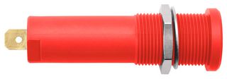 SCHUTZINGER HSEB 3125 L AU / RT Banana Test Connector, Jack, Panel Mount, 16 A, 1 kV, Gold Plated Contacts, Red