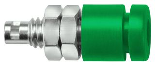 SCHUTZINGER IBU 2011 NI / GN Banana Test Connector, Jack, Panel Mount, 10 A, 70 VDC, Nickel Plated Contacts, Green