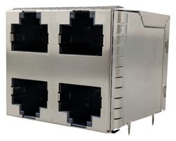 AMPHENOL COMMUNICATIONS SOLUTIONS RJSGE4886401 Modular Connector, RJ45 Jack, 2 x 2 (Stacked), 8P8C, Cat5e, Through Hole Mount