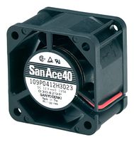 SANYO DENKI 109P0412P3H013 DC Axial Fan, 12 V, Square, 40 mm, 28 mm, Ball Bearing, 11.3 CFM