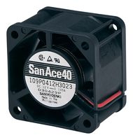SANYO DENKI 109P0424H3D013 DC Axial Fan, 24 V, Square, 40 mm, 28 mm, Ball Bearing, 11.3 CFM
