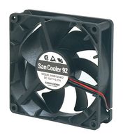 SANYO DENKI 9A0912G401 DC Axial Fan, 12 V, Square, 92 mm, 25 mm, Ball Bearing, 62.15 CFM