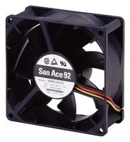 SANYO DENKI 9G0924H102 DC Axial Fan, 24 V, Square, 92 mm, 38 mm, Ball Bearing, 90 CFM