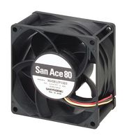 SANYO DENKI 9GV0812P1G031 DC Axial Fan, 12 V, Square, 80 mm, 38 mm, Ball Bearing, 138 CFM