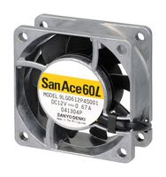 SANYO DENKI 9LG0624P4S001 DC Axial Fan, 24 V, Square, 60 mm, 25 mm, Ball Bearing, 49.4 CFM