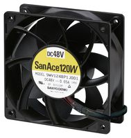 SANYO DENKI 9WV1248P1J001 DC Axial Fan, 48 V, Square, 120 mm, 38 mm, Ball Bearing, 224 CFM