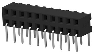 TE CONNECTIVITY 2MM-R-D10-HT-02-F-TR PCB Receptacle, Board-to-Board, 2 mm, 2 Rows, 20 Contacts, Through Hole Mount