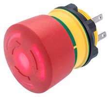 EAO 84-5331.2B20 Emergency Stop Switch, SPST-NO, SPST-NC, Twist to Release, Quick Connect, 3 A, 250 V