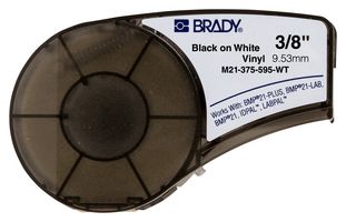 BRADY M21-375-595-WT TAPE, 9.525MMX6.4M, VINYL FILM, BLK/WHT
