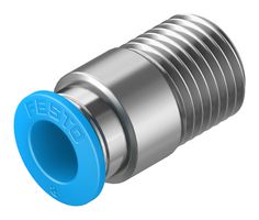 FESTO QS-1/4-8-I Pneumatic Fitting, Push-In Fitting, R1/4, 14 bar, 8 mm, Brass, QS