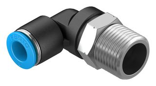 FESTO 153050 Pneumatic Fitting, Push-In L-Fitting, R3/8, 14 bar, 8 mm, PBT (Polybutylene Terephthalate), QSL