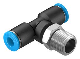 FESTO 153108 Pneumatic Fitting, Push-In T-Fitting, R1/4, 14 bar, 6 mm, PBT (Polybutylene Terephthalate), QST