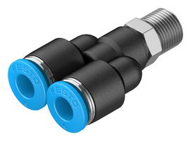 FESTO QSY-1/8-6 Pneumatic Fitting, Push-In Y-Fitting, R1/8, 14 bar, 6 mm, PBT (Polybutylene Terephthalate), QSY