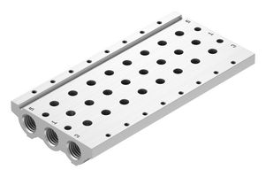 FESTO VABM-L1-14S-G14-8 Manifold Rail, 8 Outlet, G1/4, VABM Series, VUVG-S14 Solenoid/G1/8 In-Line Valves