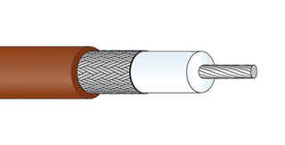 HUBER+SUHNER RG_316_/U Coaxial Cable, RG316, RG316/U, SPCCS (Silver Plated Copper Coated Steel), 2.5 mm, 50 ohm, Brown