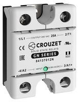 CROUZET 84137012N Solid State Relay, 25 A, 280 VAC, Panel Mount, Screw, Zero Crossing