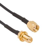 AMPHENOL RF 095-902-538M050 RF / Coaxial Cable Assembly, 19.7 ", 500 mm, RG174, SMA RP Plug, SMA RP Bulkhead Jack, 50 ohm