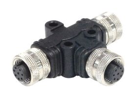 BULGIN LIMITED PXPPVC12TSFF12AFBBFB Sensor Splitter, T - Style, Panel Mount, 12 Position M12 Receptacle